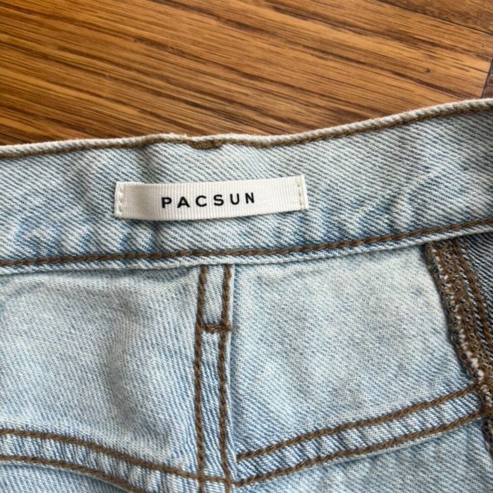 PACSUN 90s Boyfriend Jeans Y2K Retro Two Tone Blue Color Block High Rise size 26 - Picture 3 of 11